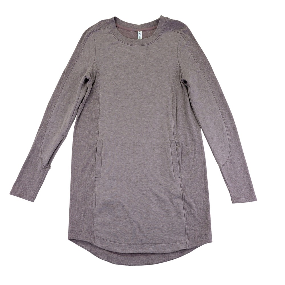 Athleta Balance Dress Long‎ Sleeve Crew Tunic Pockets Active Casual Mauve Small
